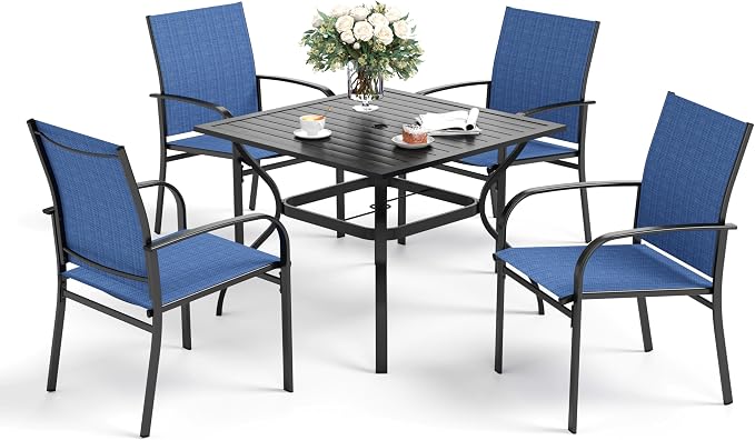 5 Piece Patio Dining Set for 4, 37”x37” Square Table - Image 9