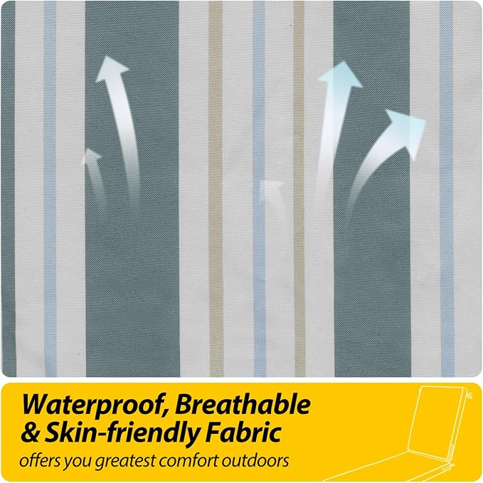 AAAAAcessories Outdoor Chaise Lounge Cushions, Fade-Resistant, Waterproof Patio - Image 4
