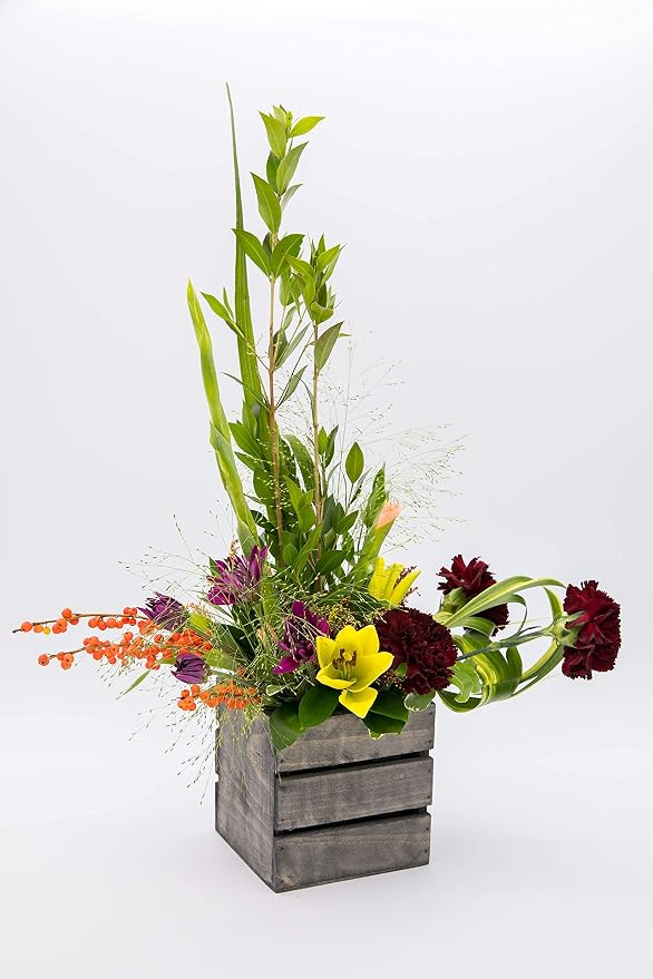 Wood Planter Box with Wine Crate Styled, 5 Inch Square, Rustic Barn Wood - Image 6