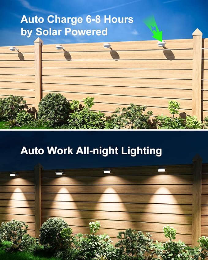 8 Pack White Solar Powered Gutter Lights Outdoor Decorative Waterproof Led - Image 6