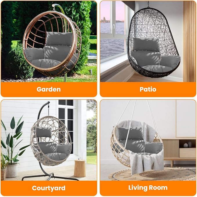 Egg Chair Cushion, Hanging Basket Hammock Seat Cushion, Thick Soft Egg Swing - Image 4