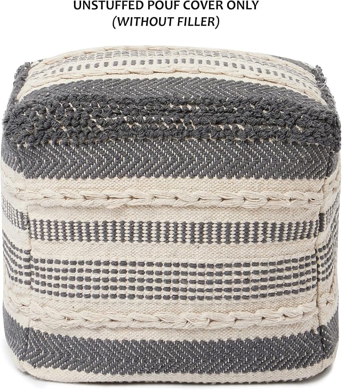 REDEARTH · UNSTUFFED Pouf Ottoman Cover Textured Cube Bean Bag Poof Pouffe - Image 5