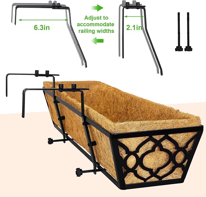 Y&M Flower Boxes for Deck Railings 24inch 4packs, Deck Railing Planter Boxes - Image 4