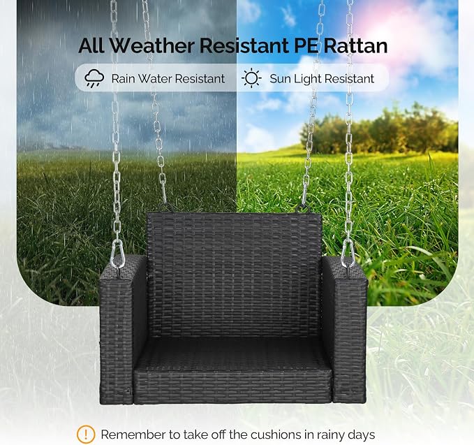 Outvita Porch Swing, 2FT Hanging Outdoor Porch Swings - Image 5