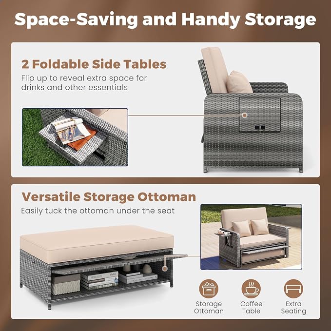 HAPPYGRILL Patio Rattan Wicker Daybed - Image 7