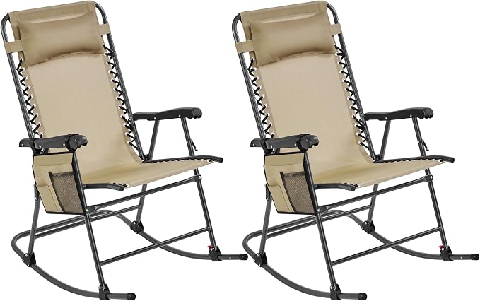 Yaheetech 26in Rocking Chair Outdoor Zero Gravity Folding Chairs Rocking Chairs by Yaheetech