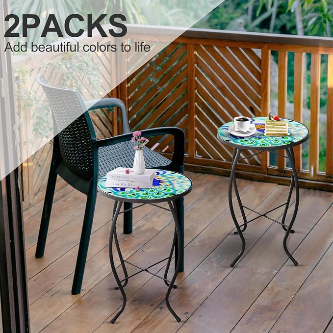 2PCS 12 Inch Small Outdoor Side Table - Image 5