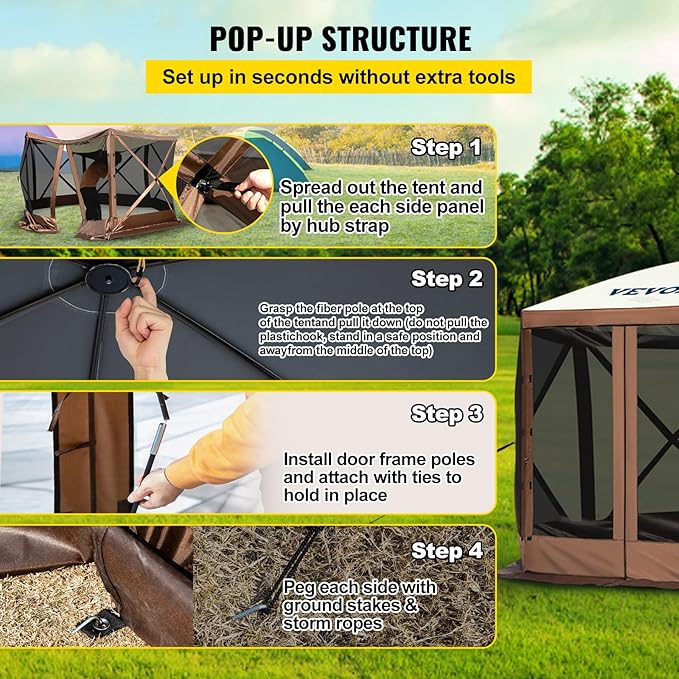 VEVOR Pop Up Gazebo Screen Tent, Pop-Up Instant Gazebo Tents - Image 5