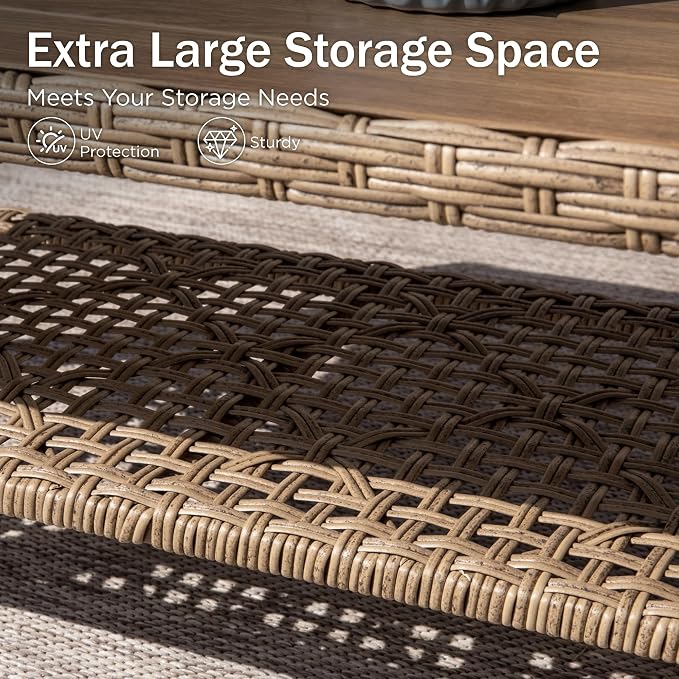 PHI VILLA Outdoor Sectional Couch, Wicker Patio Furniture Set - Image 5