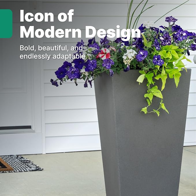 Step2 Tremont Tall Square Tapered Planter, Indoor/Outdoor Plants, Efficient - Image 2