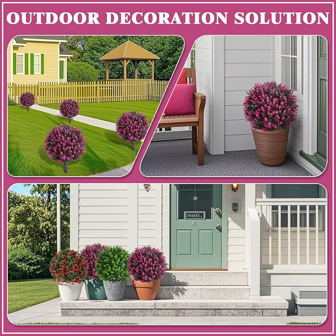 Artificial Topiary Tree with Pink Eucalyptus, Fake Evergreen Tree - Image 6