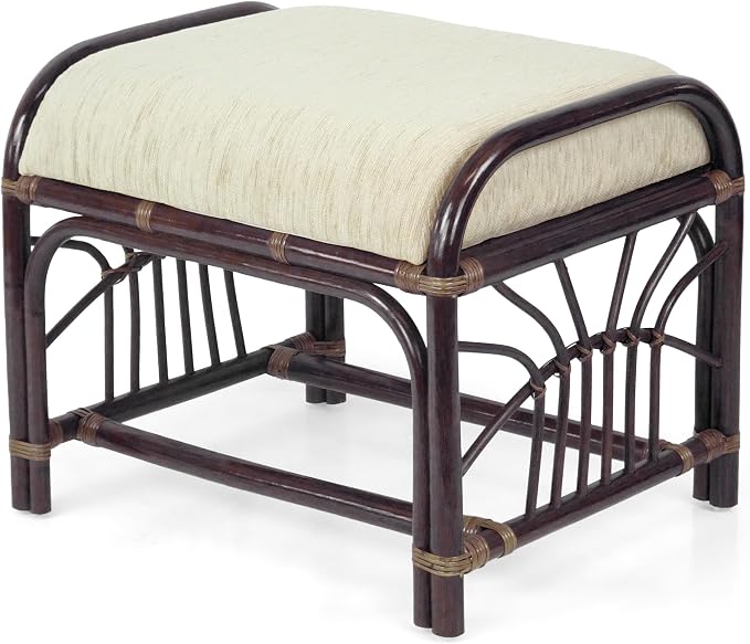 Krit Handmade Rattan Wicker Ottoman Footstool - Image 3