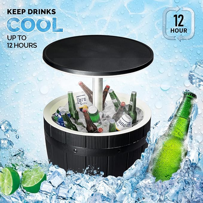 VINGLI 10 Gallon Patio Cooler Table, Portable Outdoor Party Bar - Image 4