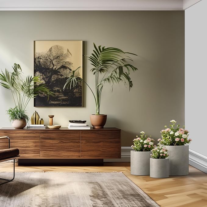 Kante 9.8", 15.7" Dia Round Concrete Planter Set of 3, Modern Style Large - Image 5