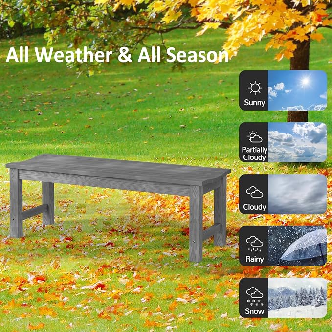 Outdoor Bench Set of 2, 2-Person Patio Backless Benches, HIPS Weatherproof - Image 4