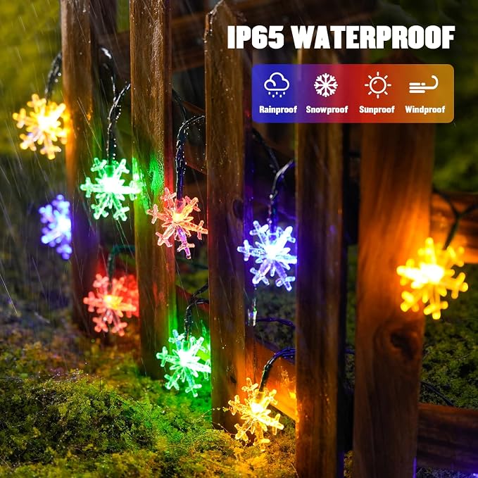 JMEXSUSS Solar Snowflake Lights Outdoor Waterproof, 30.6FT 50 LED Solar String - Image 5