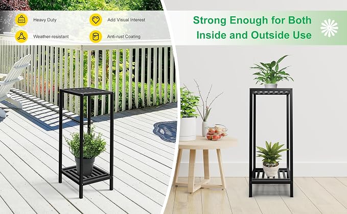 Zhongma 2 Tier 30" Tall Indoor Outdoor Plant Stand, 12 L x 12 W x 30 H inch - Image 5