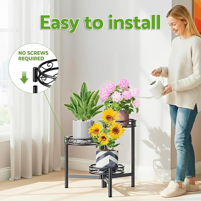 3-Tier Plant Stand Outdoor, Metal Plant Stand - Image 6