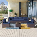 Kullavik 7 Pieces Outdoor Patio Furniture Set, Sectional Rattan Sofa Set Brown by KULLAVIK