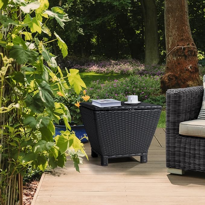 Outvita Outdoor Side Table, Rattan Coffee Table - Image 8