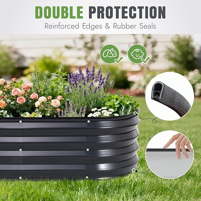 INNO STAGE 3Pcs Galvanized Raised Garden Bed Kit, Outdoor Metal Raised Garden - Image 3