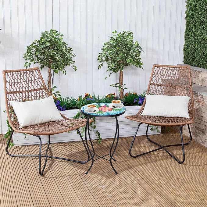 VCUTEKA Patio Side Table Outdoor Accent Table Bistro Coffee Table Plant End - Image 8