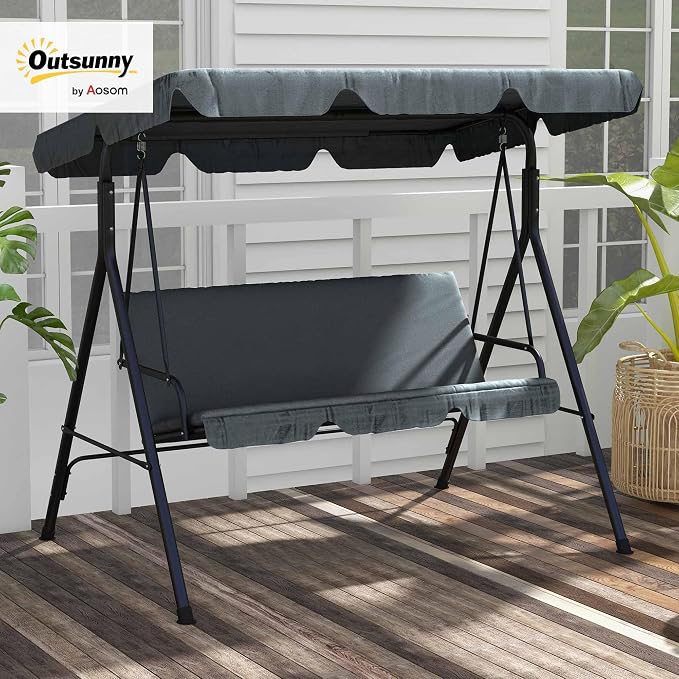 Outsunny 3-Seat Outdoor Patio Swing Chair - Image 2