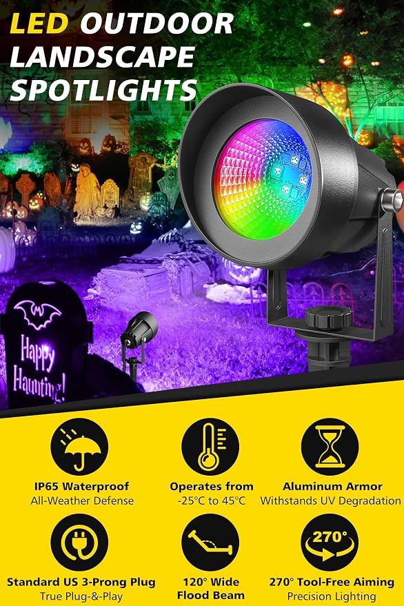 T-SUN Smart Color Changing Landscape Lights, RGBW Spotlights Outdoor - Image 2