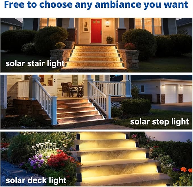 Brown Solar Step Light Outdoor Stair Lights, Deck Lights Outdoor Powered IP65 - Image 6