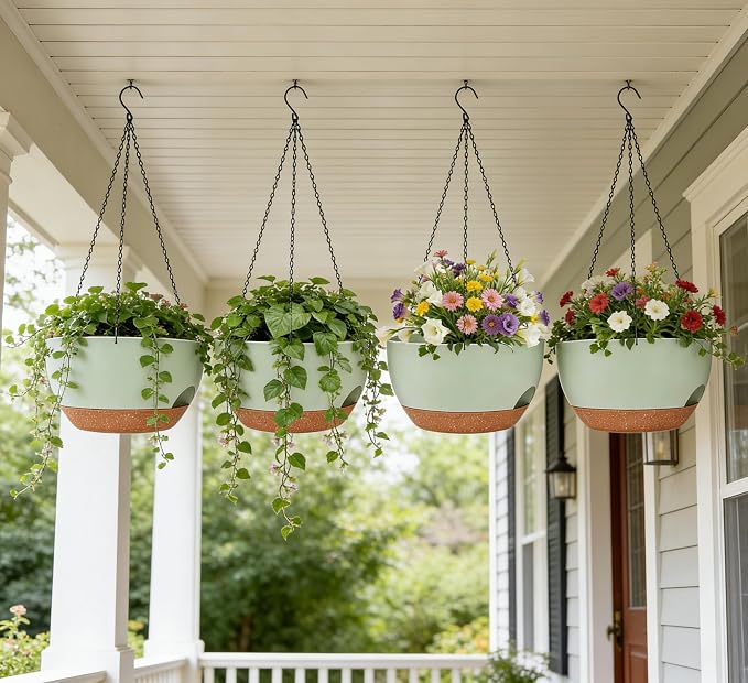 Set of 2-8 Inch Self Watering Hanging Planters - Image 7