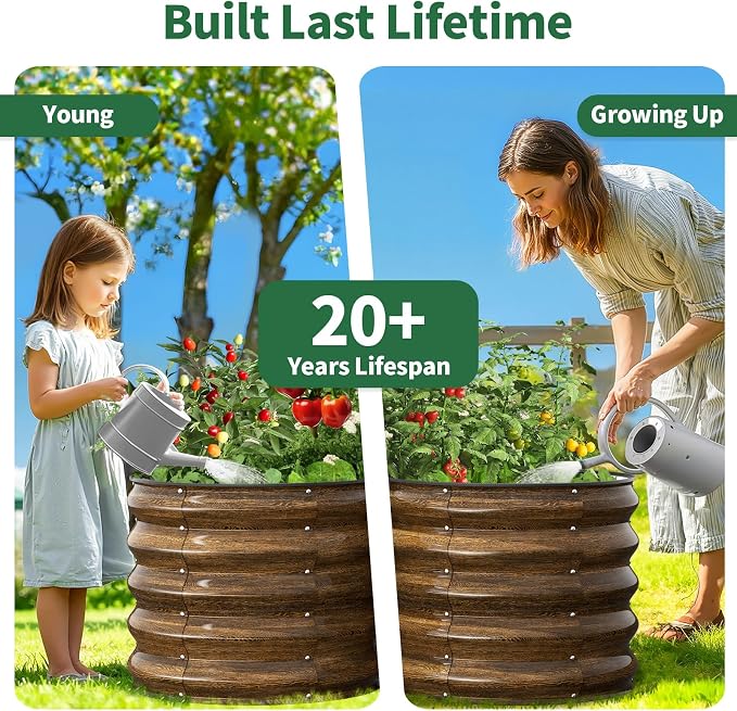 Kesfitt Round Metal Raised Garden Bed, 18-Inch Deep Galvanized Steel Garden Bed - Image 9