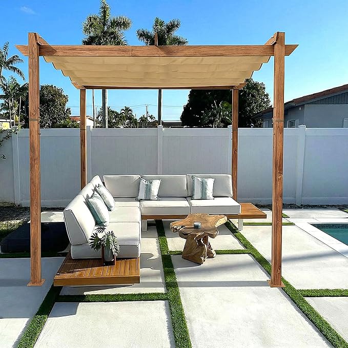 PURPLE LEAF 10' x 10' Outdoor Retractable Pergola by PURPLELEAF