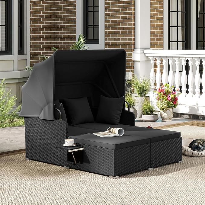 ORALNER Outdoor Daybed, 2-Person Wicker Patio Sofa - Image 2