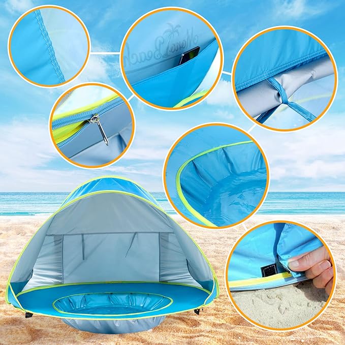 Monobeach Baby Beach Tent Pop Up Portable Shade Pool UV Protection Sun Shelter - Image 6