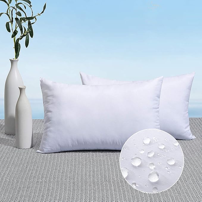 MIULEE Pack of 2 12x18 Outdoor Pillow Inserts, Outdoor Throw Pillows by MIULEE