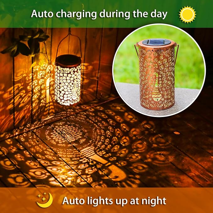 Peacock Solar Lanterns Outdoor Waterproof Hanging Solar Lights Peacock Gifts - Image 4
