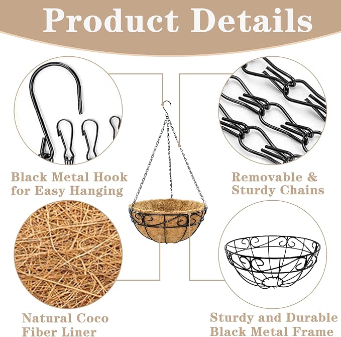 Outdoor Metal Hanging Planters Basket Hanging Baskets - Image 5
