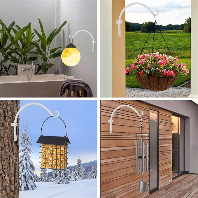 FEED GARDEN 2 Pack 12 Inch Hanging Plant Bracket Wall Hooks Decorative Plant - Image 2