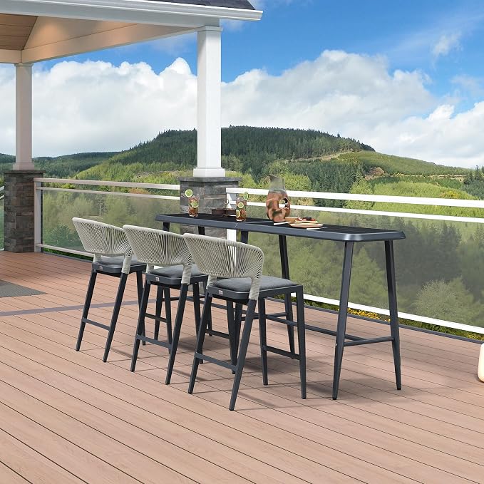 PURPLE LEAF Outdoor High Bar Table Rectangular Patio Pub Balcony Table - Image 3
