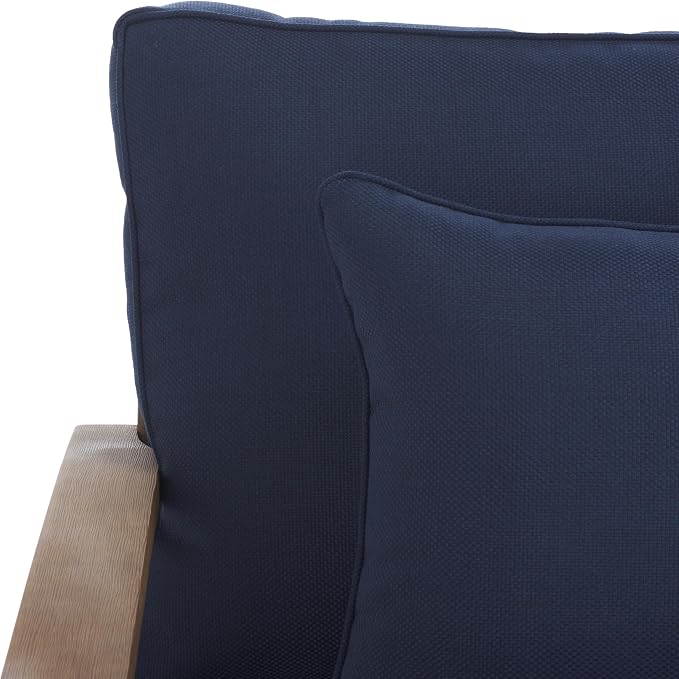 SAFAVIEH Couture Outdoor Collection Martinique Natural/Navy Cushion Solid Wood - Image 11