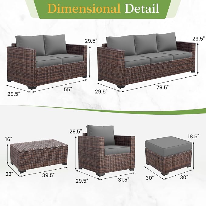 Amopatio Patio Loveseat, Outdoor Furniture 2-Seat Wicker Porch Furniture - Image 2