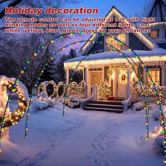 Geetery 3 Pack 10FT Christmas Archway Outdoor, 8 Mode LED Light Arch Metal - Image 7