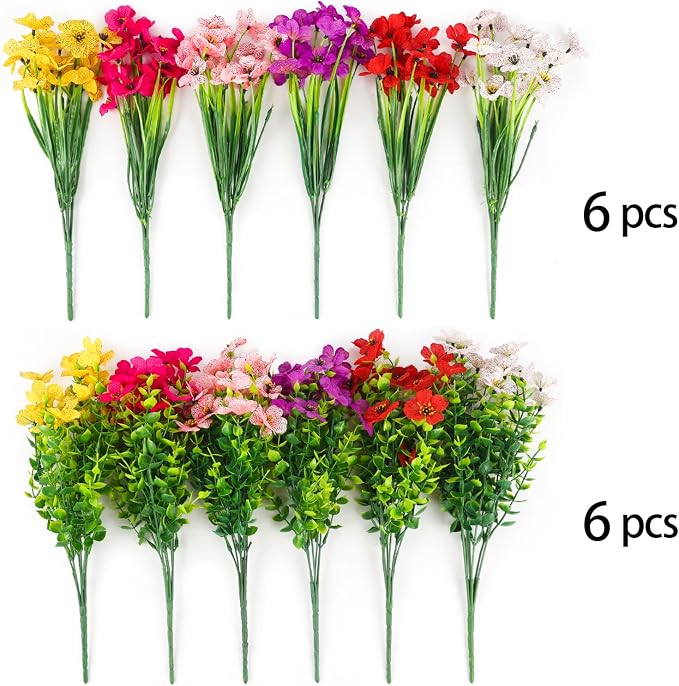 MACTING Artificial Flowers for Outdoors 12 Bundles Faux Outdoor Plants UV - Image 6