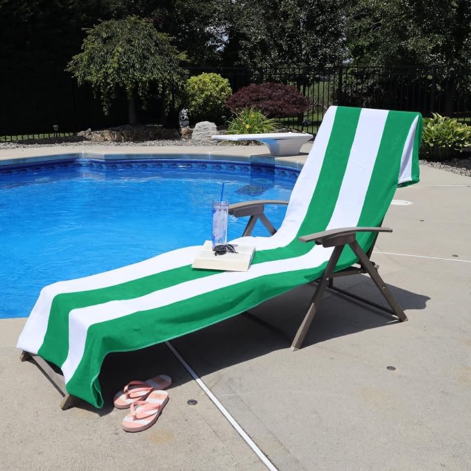 Superior Cabana Cotton Lounge Chair Cover, Outdoor Towel/Chaise Furniture Covers - Image 2