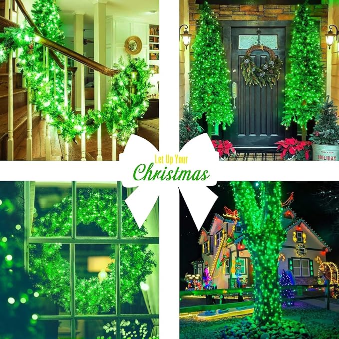 JMEXSUSS Green Christmas Lights Indoor Plug in, 150 LED Connectable String - Image 4