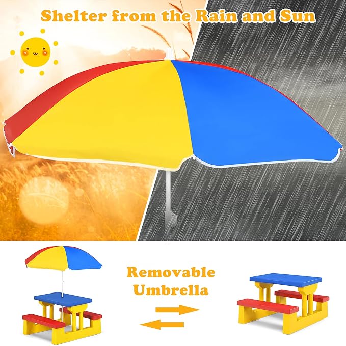 ARMILE Kids Picnic Table, Kids Indoor & Outdoor Table and Bench Set - Image 4