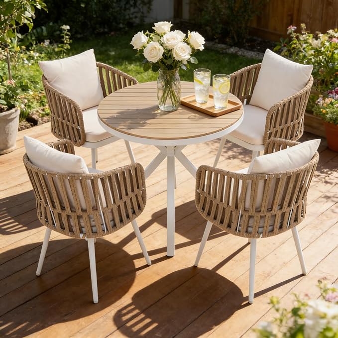 SUNSITT 5 Piece Outdoor Dining Set, Metal Patio Furniture Dining Set by SUNSITT