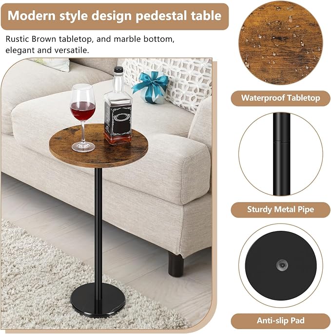OYEAL Drink Side Table Small Round Cocktail Table - Image 4