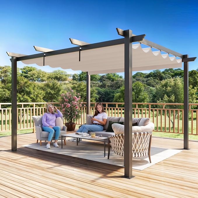 MELLCOM Retractable Pergola 10x12 Ft, Upgraded Sun Shade - Image 8