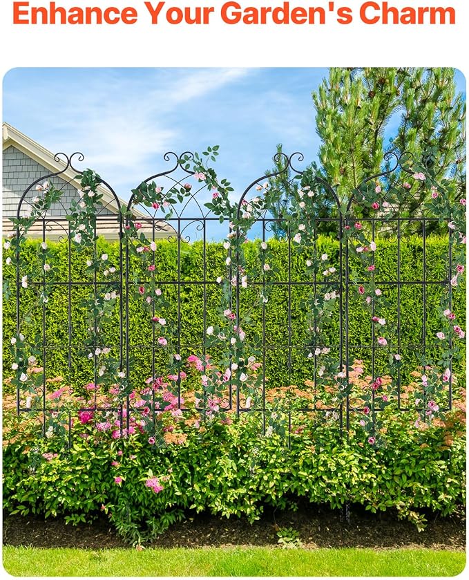 VEVOR 71 x 20 in, 4 Packs Rustproof Metal Garden Flower Trellis, Outdoor - Image 3